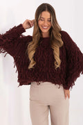 Women's Textured Oversized Crew Neck Pullover Sweater