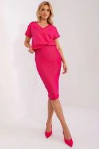 Women’s V-Neck Blouse and Midi Dress Two Piece Set