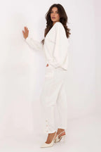 Women’s V-Neck Blouse and Straight Leg Pants Set