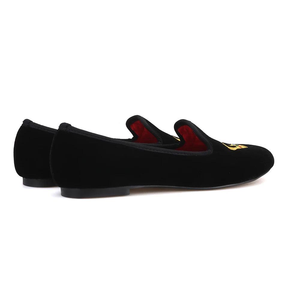 Women's Velvet Loafers with Crown