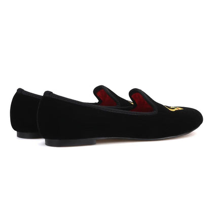 Women's Velvet Loafers with Crown