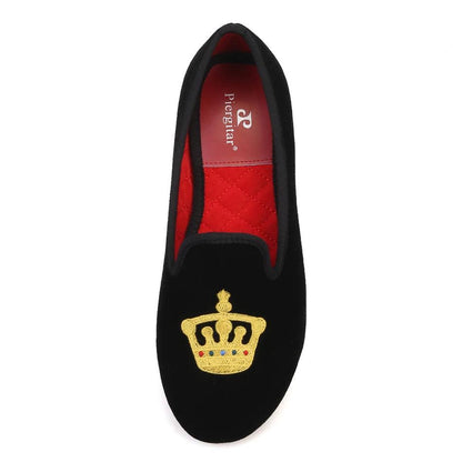 Women's Velvet Loafers with Crown