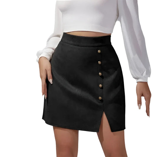 Beaded Mini Skirt with Slit - Mini Skirt - Guocali