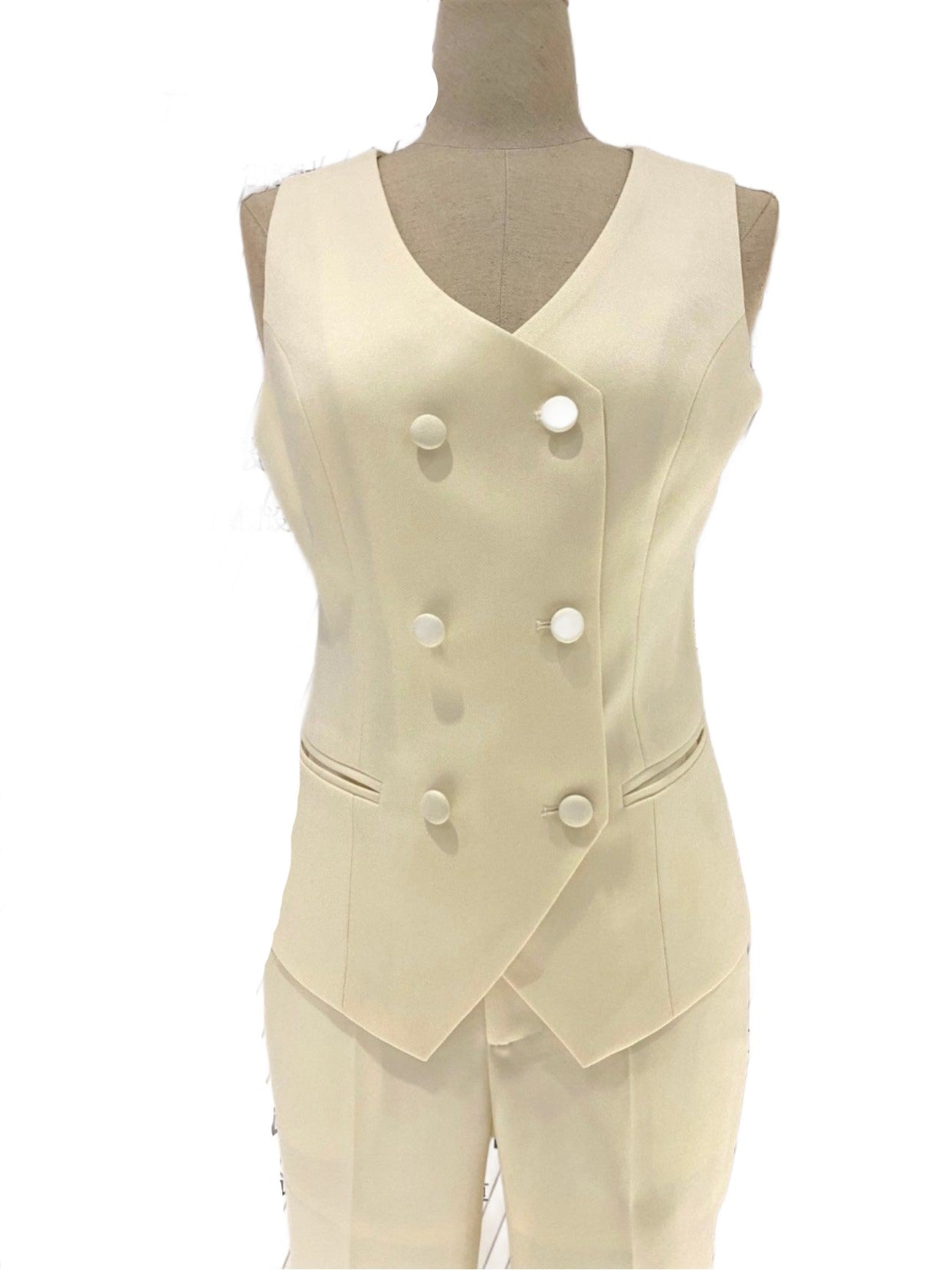 Beige Formal Three-Piece Suit Set - Pantsuit - Guocali