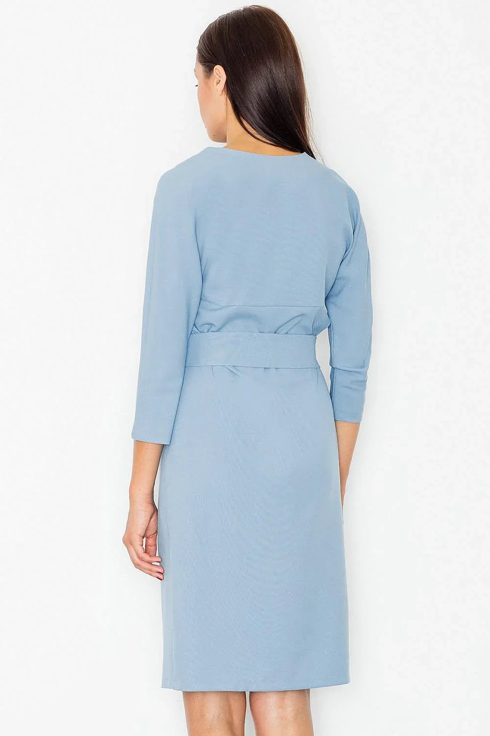 Belted Midi Dress Elegant Casual Workwear Style-Day Dress-GUOCALI