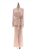 Chic Women's Pant Suit - Solid Double-Breasted