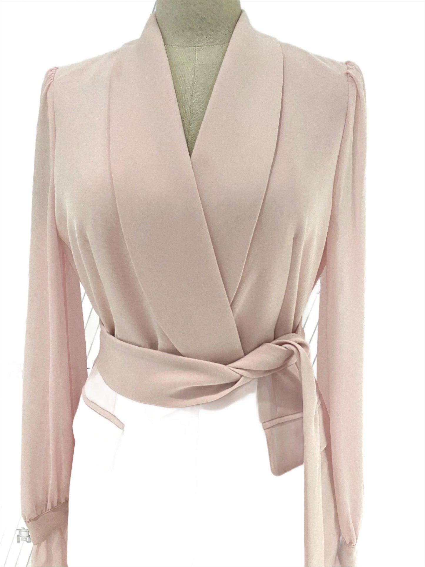 Belted Women Pant Suit, Spliced Sleeves -Guocali