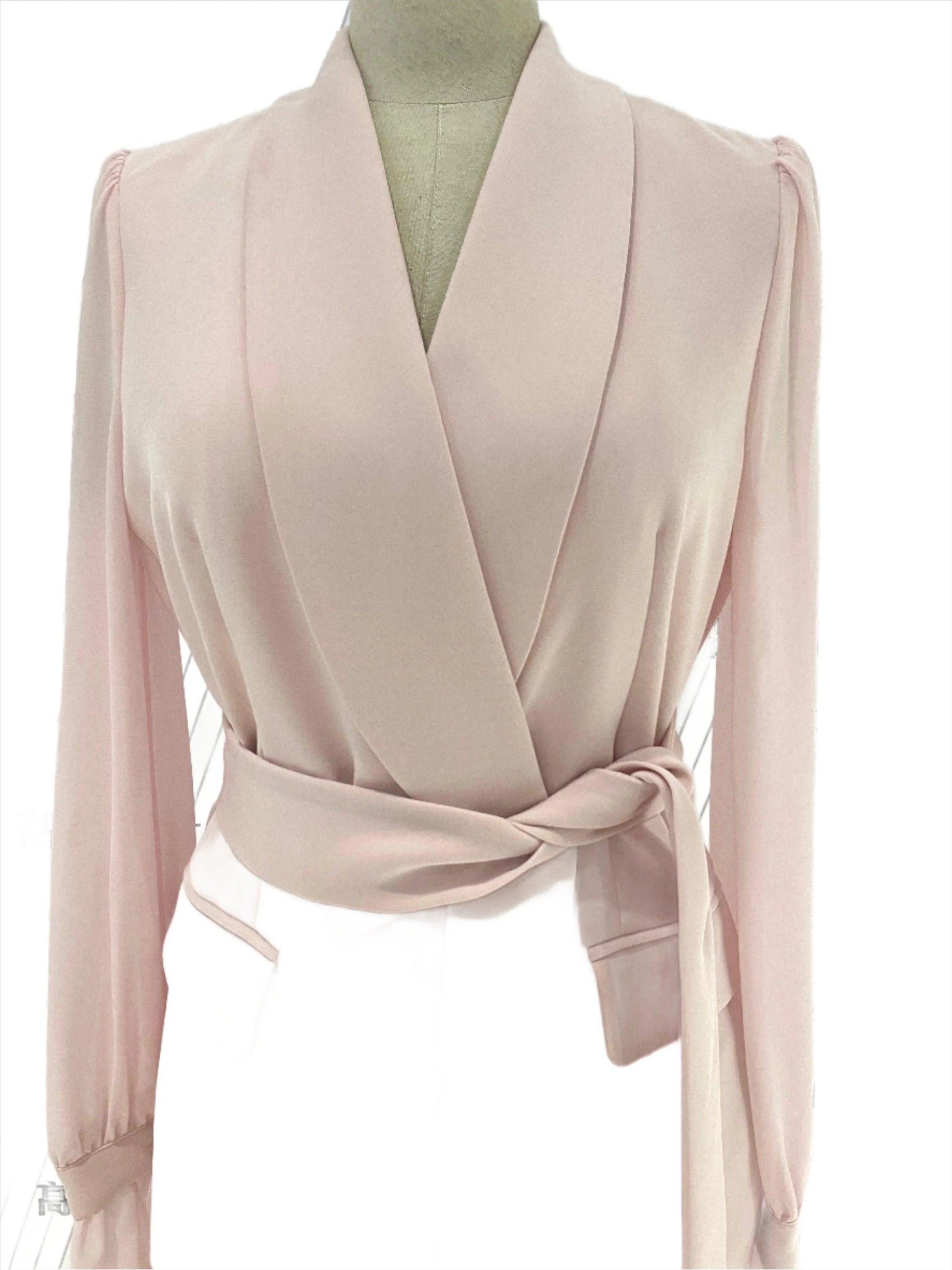 Belted Women Pant Suit, Spliced Sleeves -Guocali