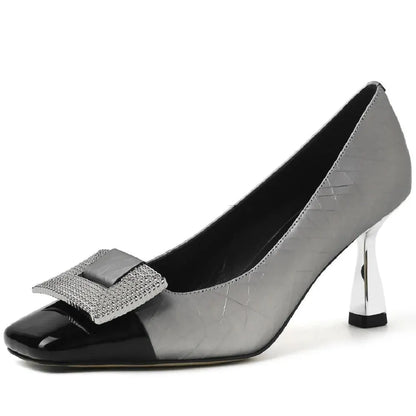 Big Buckle Stiletto Leather Women Pumps - Pumps Shoes - Guocali