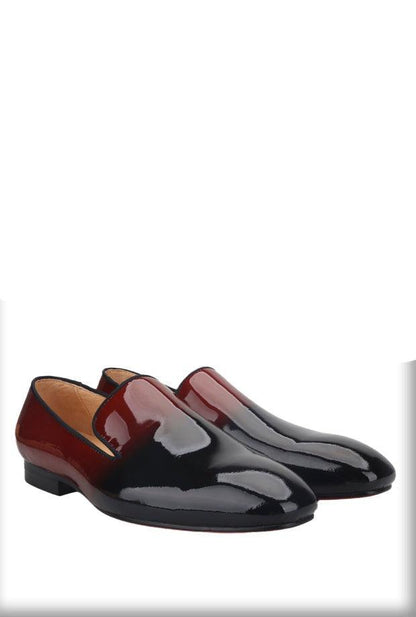 Black-Burgundy Patent Leather Men Loafers - Men Shoes - Loafer Shoes - Guocali