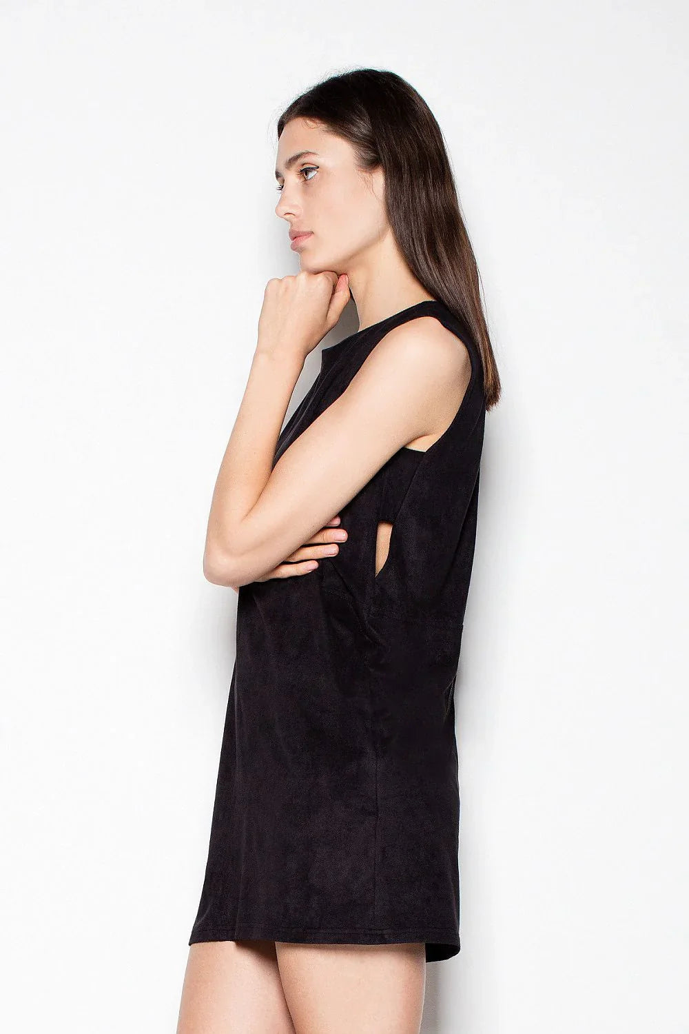 Black Sleeveless Mini Dress Lightweight Casual Fit-Day Dress-GUOCALI