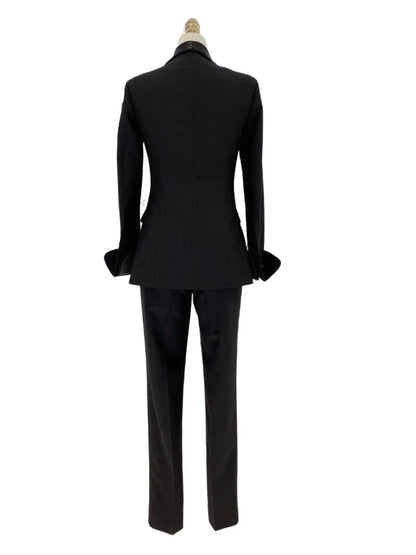 Black Tuxedo Suit - Women Trouser Set -Guocali