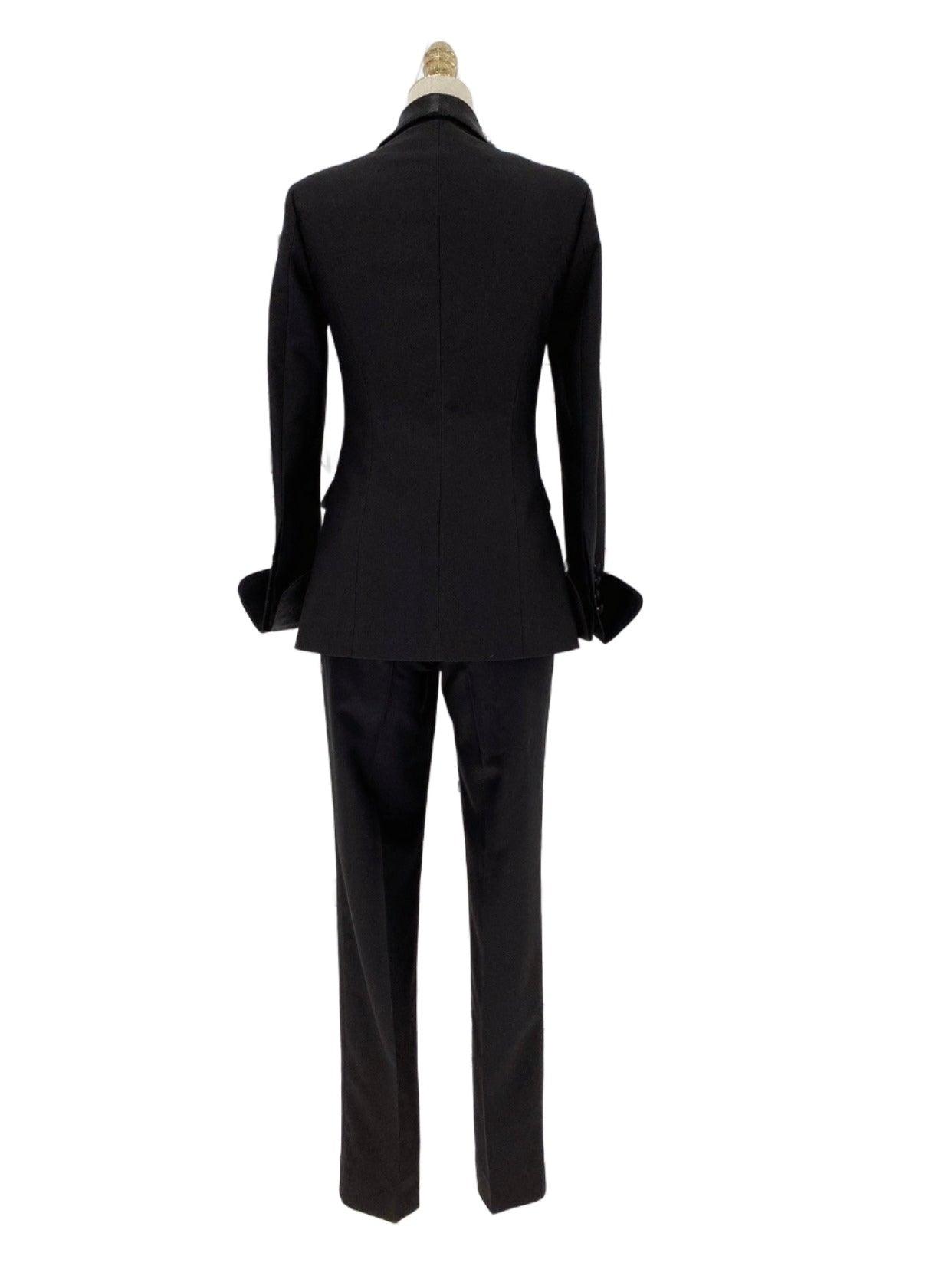 Black Tuxedo Suit - Women Trouser Set - Pantsuit - Guocali