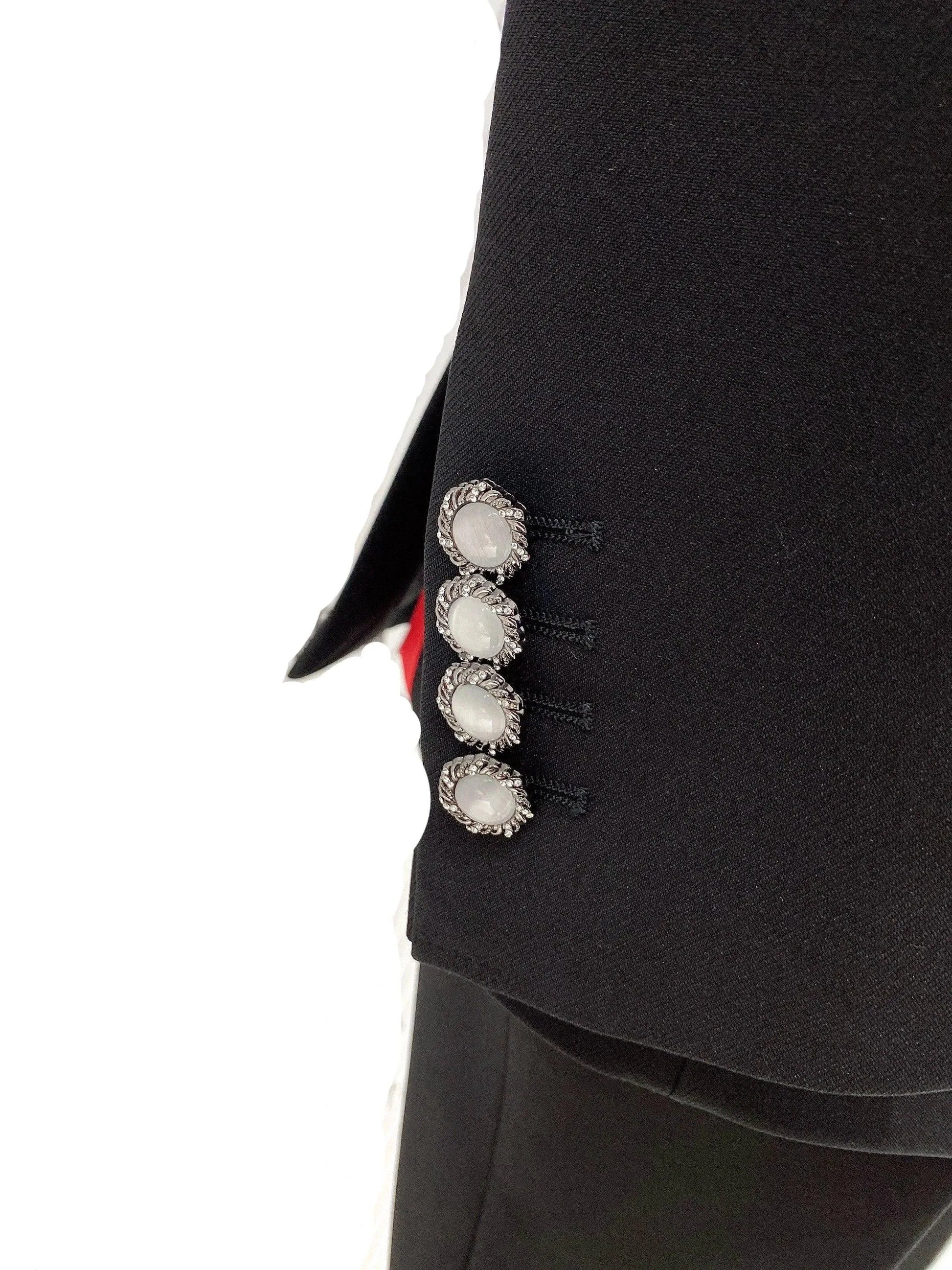 Black Women Pant Suit - Slim Fit Tuxedo -Guocali