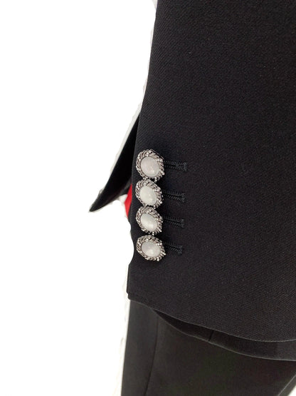 Black Women Pant Suit - Slim Fit Tuxedo -Guocali