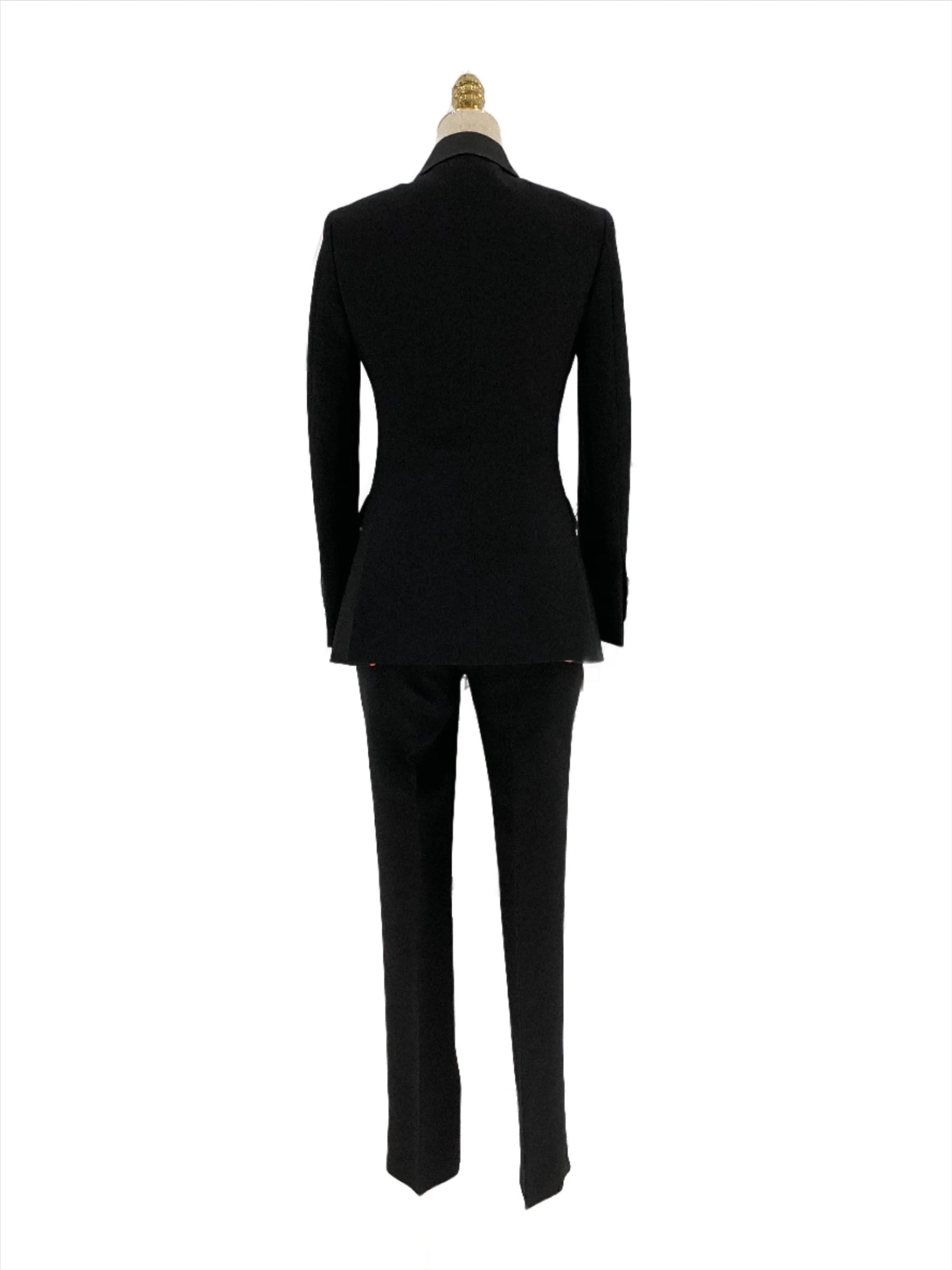 Black Women Pant Suit - Slim Fit Tuxedo -Guocali