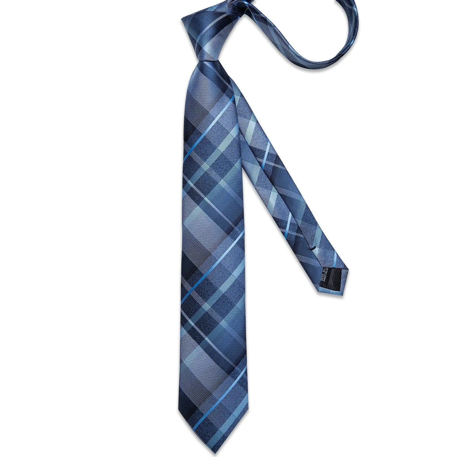 Blue Checked Necktie Set -Guocali