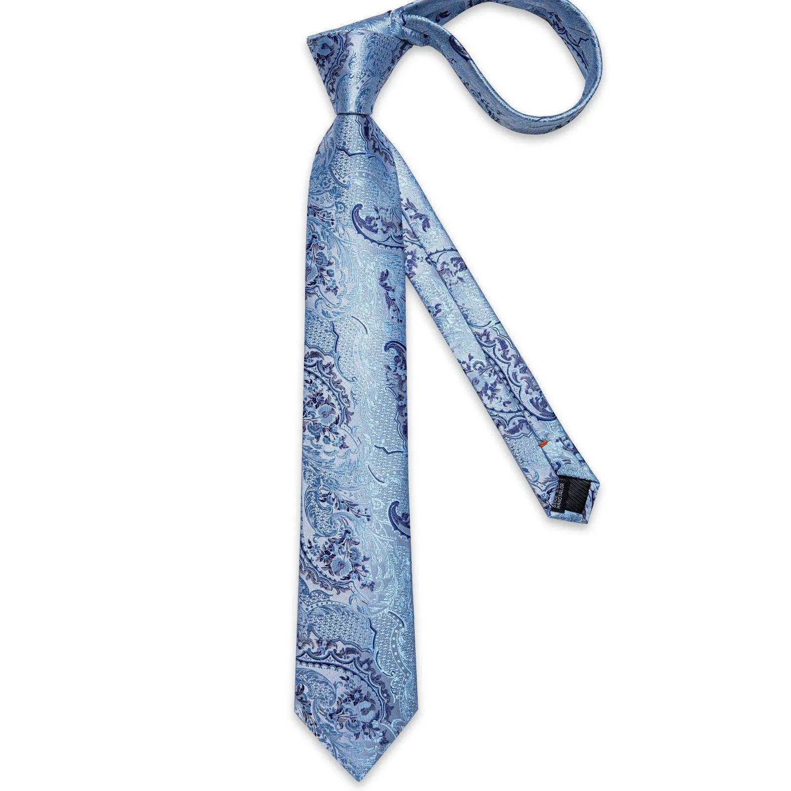 Blue Paisley Silk Necktie Set -Guocali