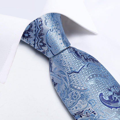 Blue Paisley Silk Necktie Set - Necktie - Guocali