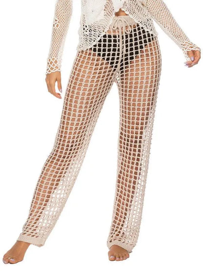 Boho Women Wide Leg Pants – High-Waist Lace -Guocali