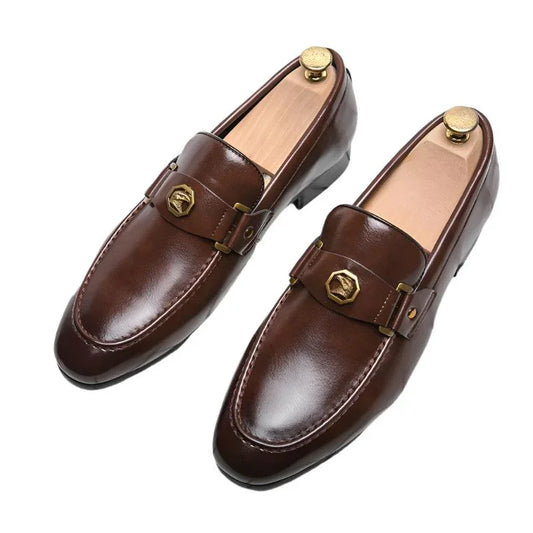 Brown Formal Men Loafers - Men Shoes -Guocali