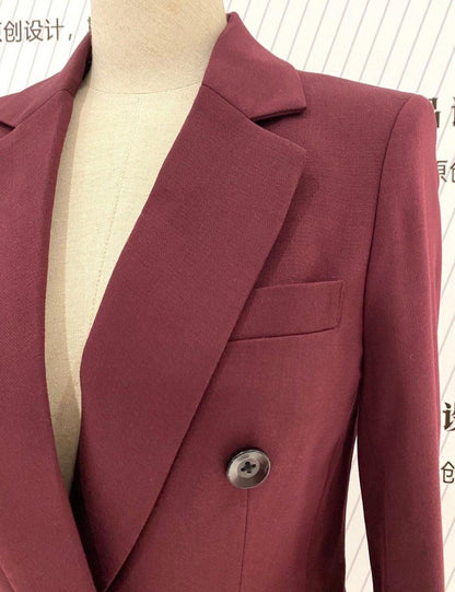 Burgundy Women Pant Suit- Formal Business Trouser Suit - Pantsuit - Guocali