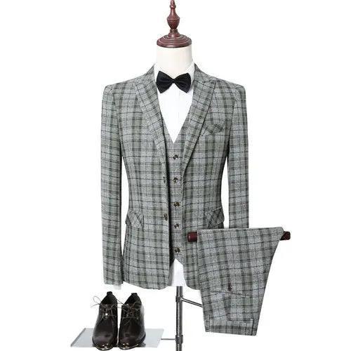 Cali 3-Piece Plaid Suit for Men - Plaid Suit - Guocali