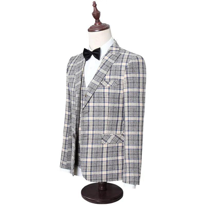 Cali 3-Piece Plaid Suit for Men - Plaid Suit - Guocali