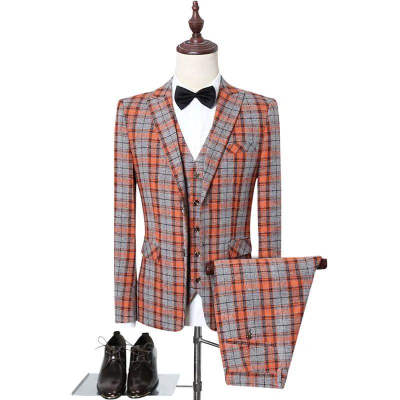 Cali 3-Piece Plaid Suit for Men - Plaid Suit - Guocali