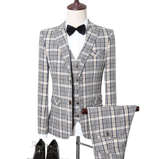 Cali 3-Piece Plaid Suit for Men - Plaid Suit - Guocali