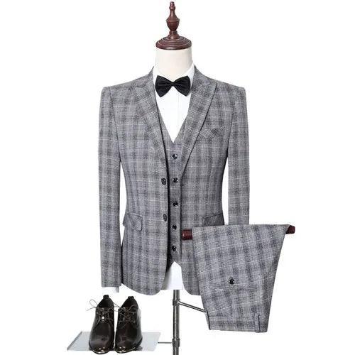 Cali 3-Piece Plaid Suit for Men - Plaid Suit - Guocali