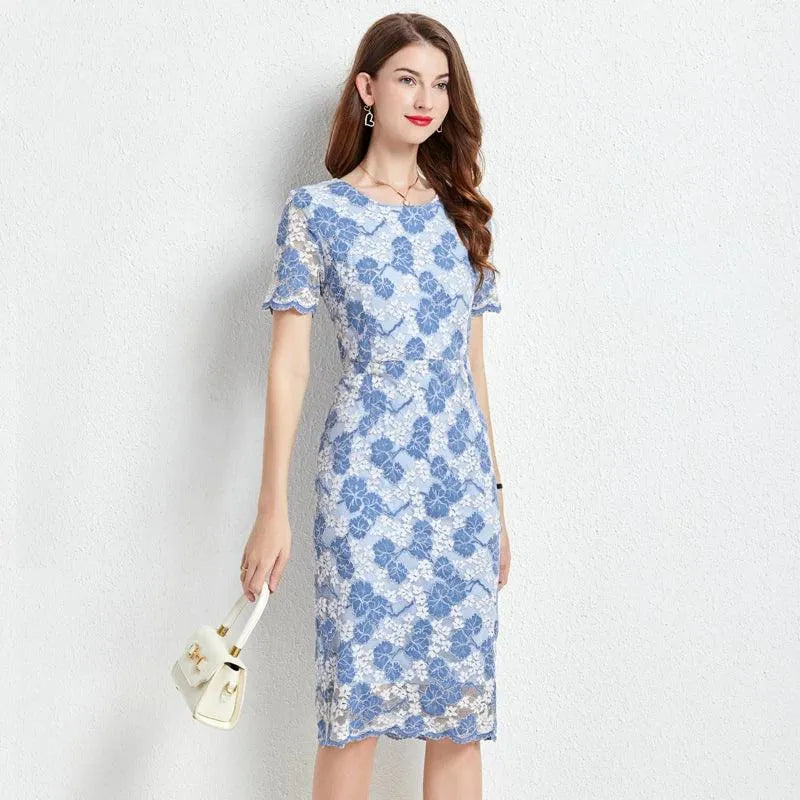 Casual Floral Mid-Length Summer Dress -Guocali