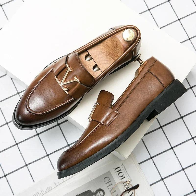 Casual Leather Buckled Men Loafers - - Guocali