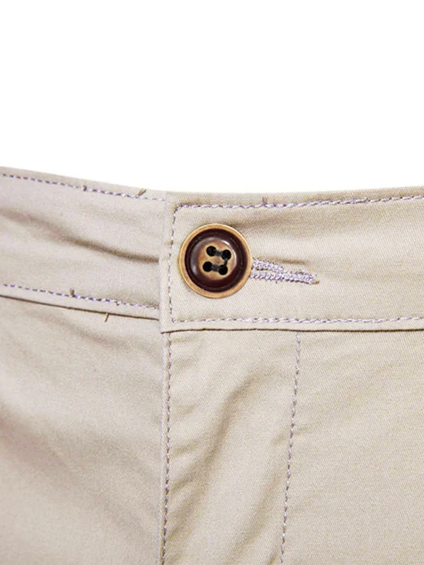 Casual Men Chinos – Mid-Rise Button Closure -Guocali