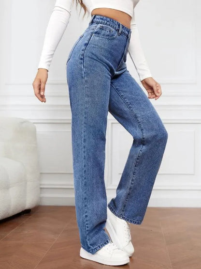 Casual Women Jeans – High-Waist Flat Front -Guocali