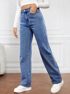 Casual Women Jeans – High-Waist Flat Front -Guocali