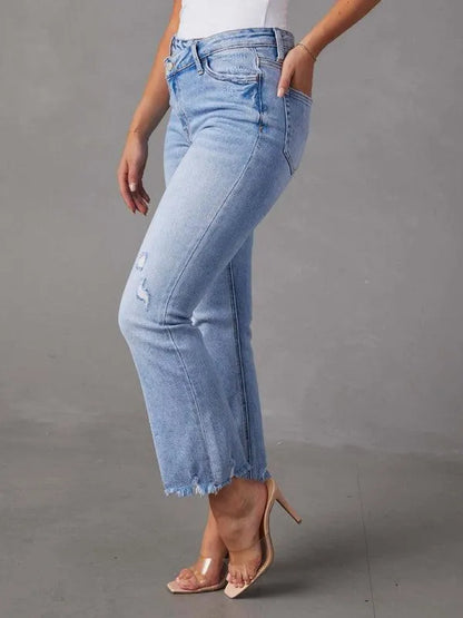 Casual Women Jeans – High-Waist Relaxed Fit -Guocali