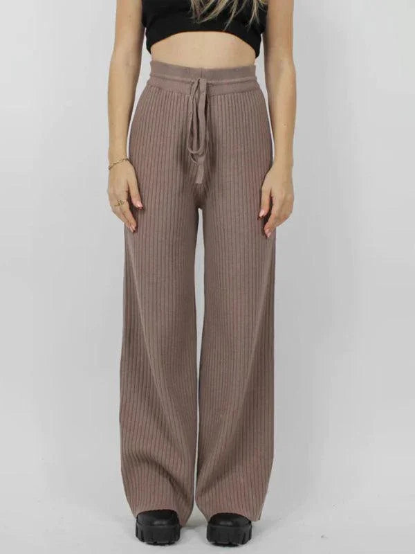 Casual Women's Trousers – High Rise Drawstring Fit -Guocali