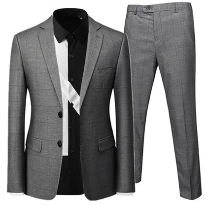 Checked Men Suit - Business Formal Attire -Guocali
