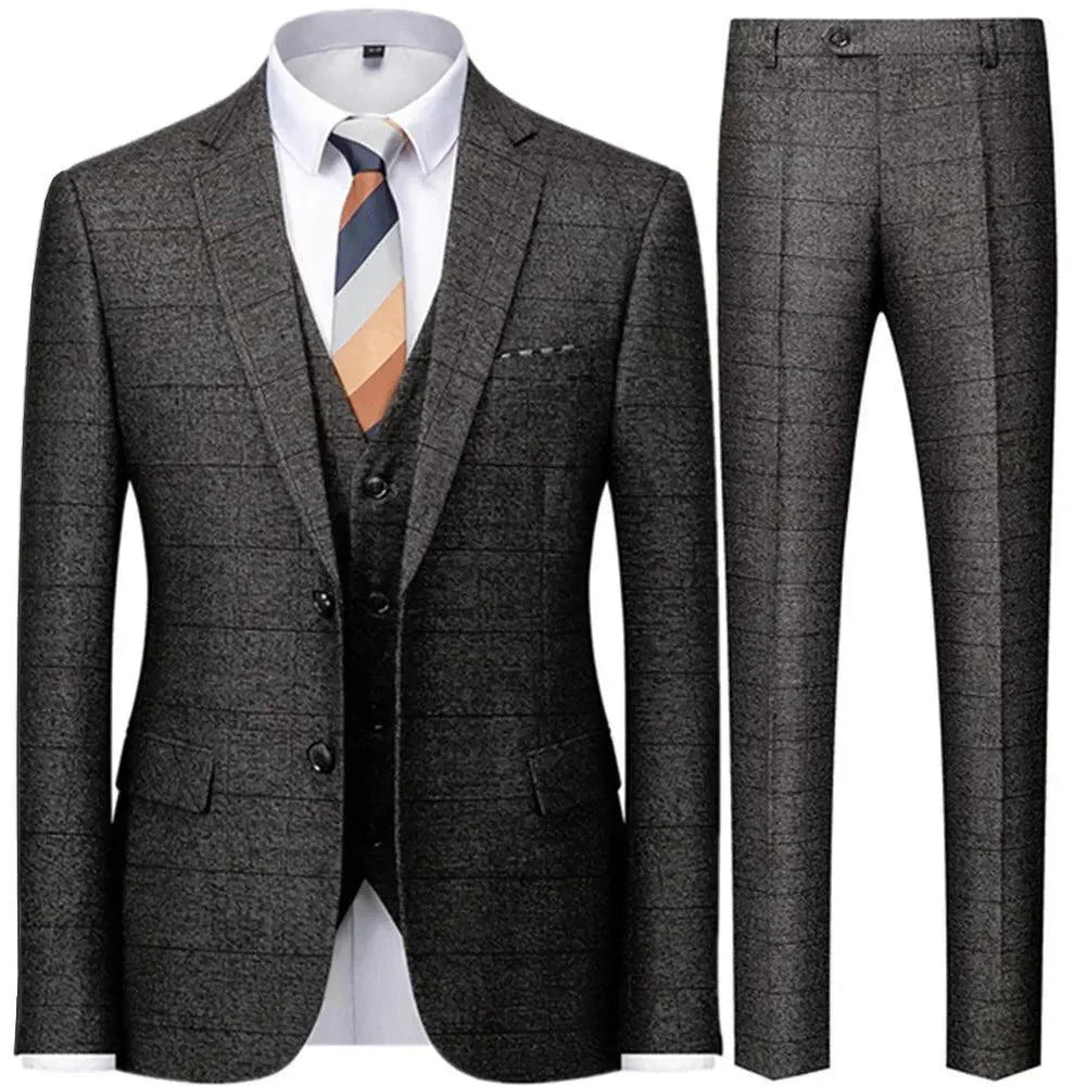 Checked Men Suit - Business Formal Attire -Guocali