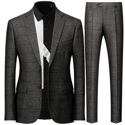 Checked Men Suit - Business Formal Attire -Guocali