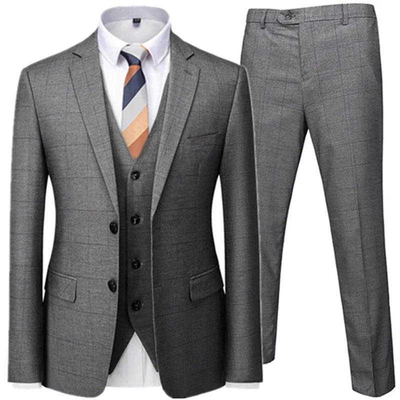 Checked Men Suit - Business Formal Attire - Checked Suit - Guocali