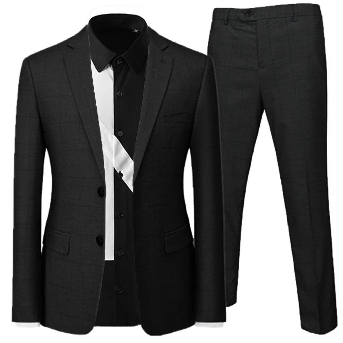 Checked Men Suit - Business Formal Attire - Checked Suit - Guocali