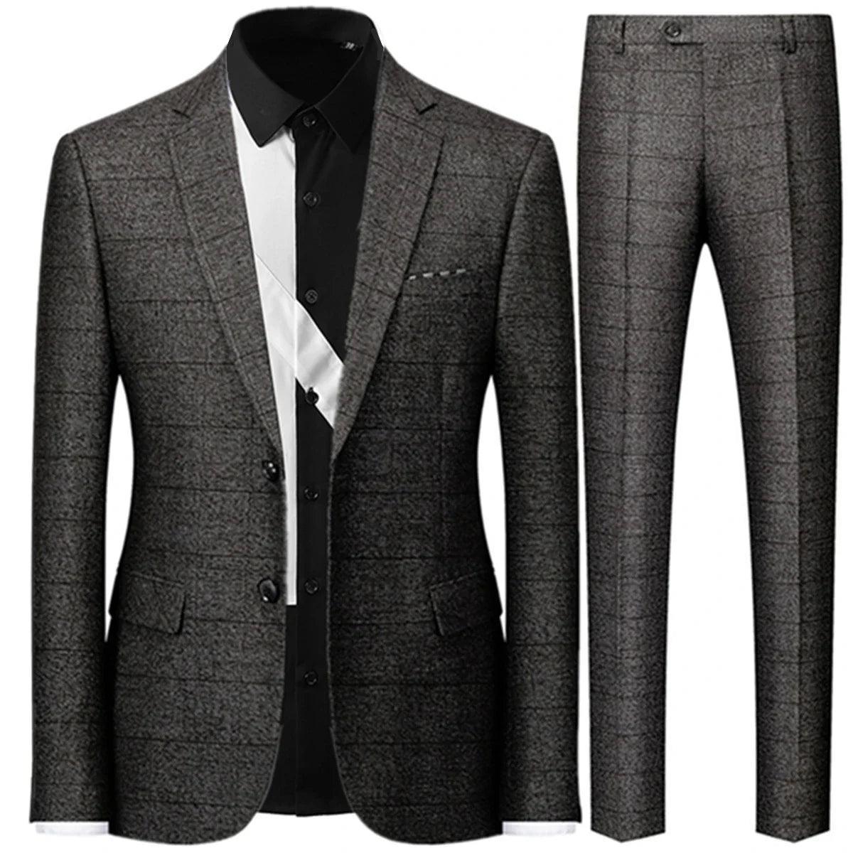 Checked Men Suit - Business Formal Attire - Checked Suit - Guocali