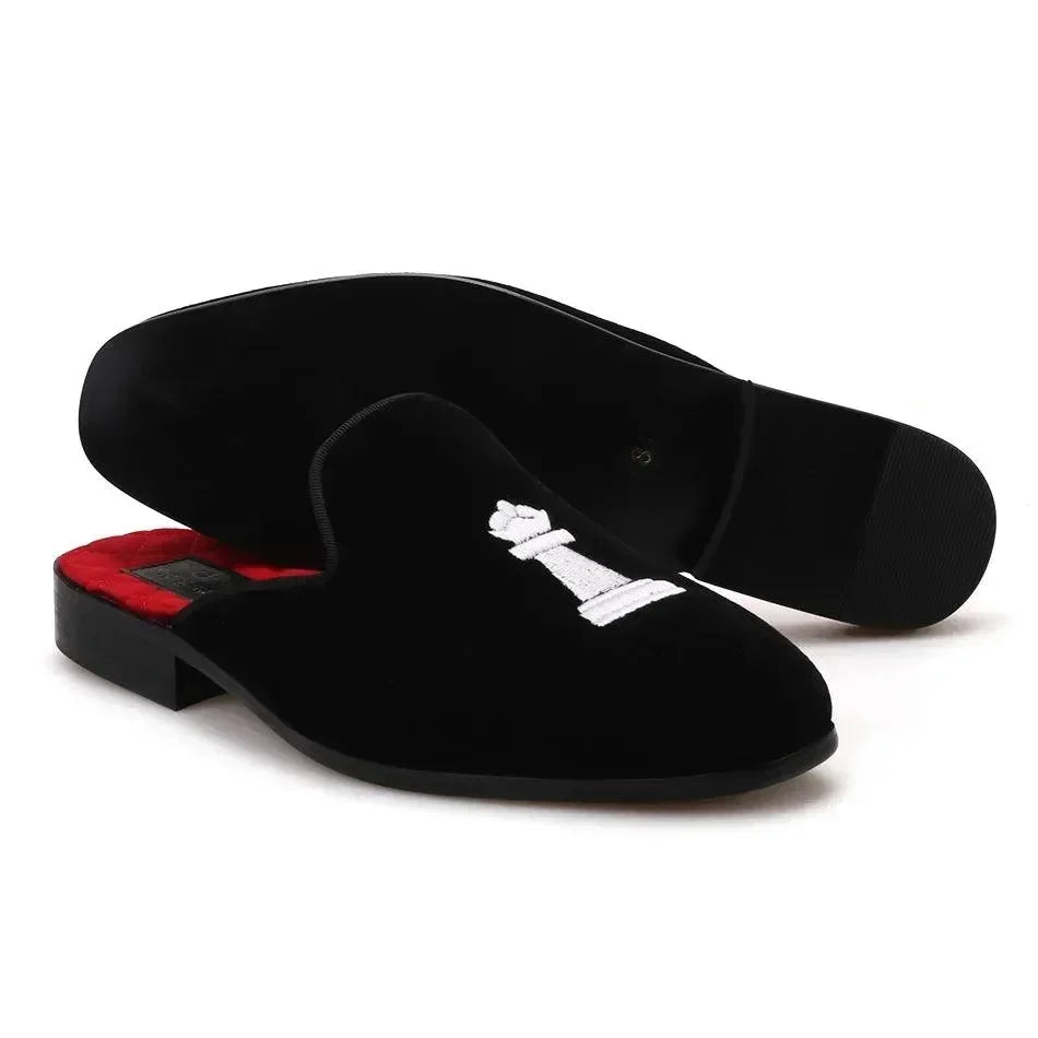 Chess Embroidery Velvet Slip-On Shoes UNISEX -Guocali