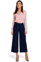 Chic Elegant Women Cropped Wide-Leg Pants – High-Rise Stretchable