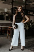 Chic Elegant Women Cropped Wide-Leg Pants – High-Waist Zipper Front