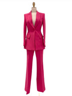 Chic, Elegant Women's Pant Suit - Solid One-Button