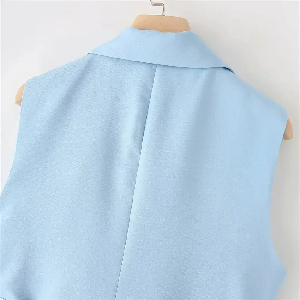 Chic Western Belted Vest Pant Suit -Guocali