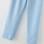 Chic Women's Pant Suit - Solid Single-Breasted